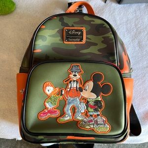 Loungefly Mickey and Friends camouflage mini backpack